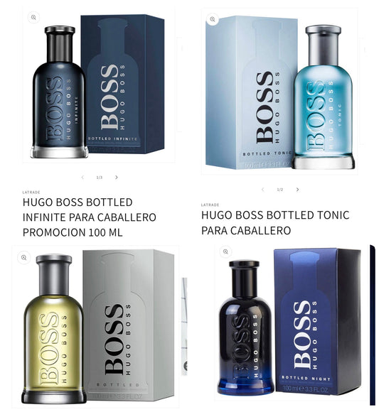 Kit 4 perfumes 100 ml Hugo Boss Bottled: Clásico, Tonic, Infinite & Night