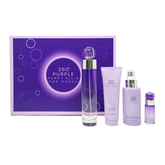 360° PURPLE PERRY ELLIS KIT 4 PIEZAS